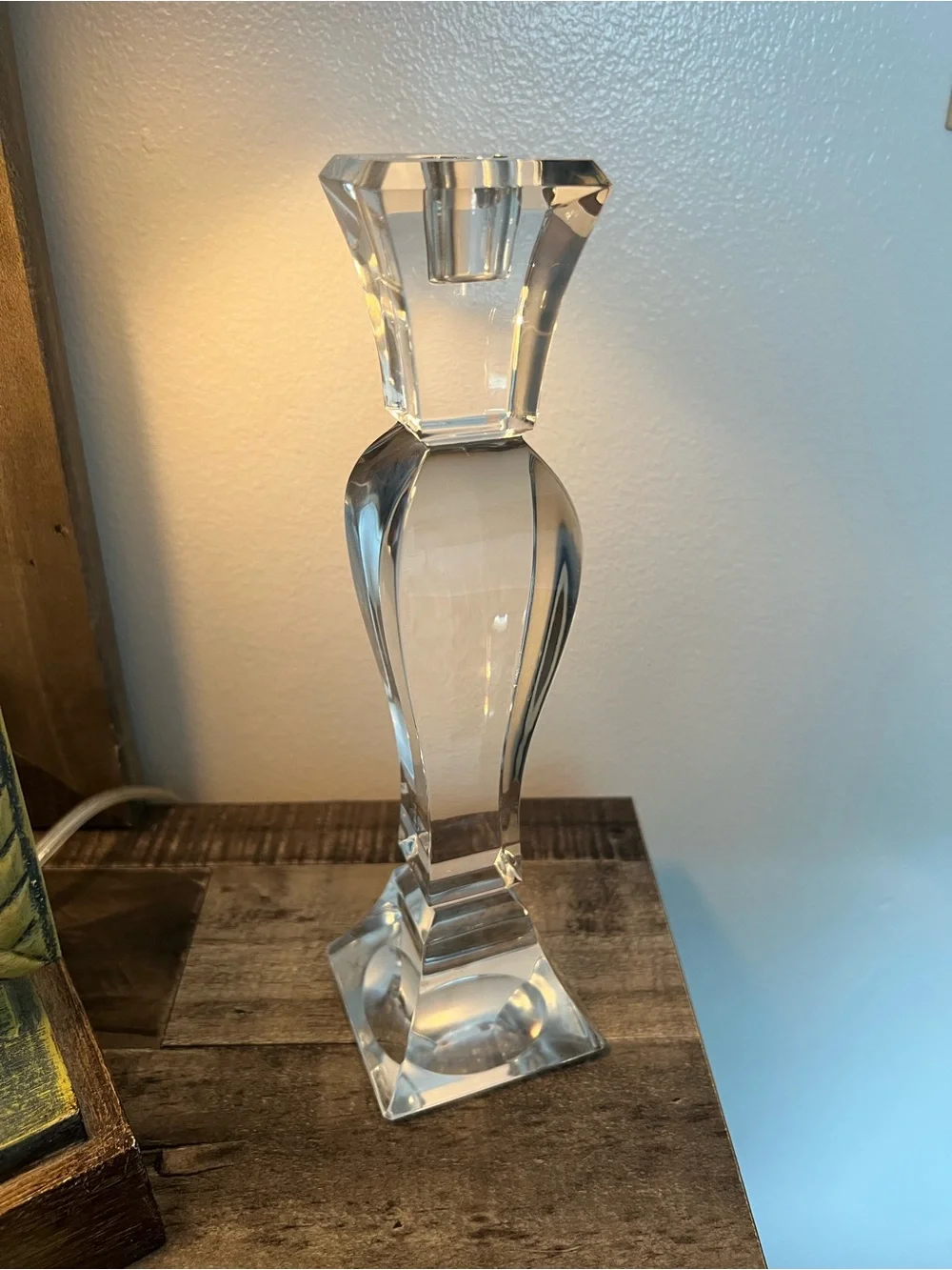 Clear Glass Crystal Pillar Candle Holder